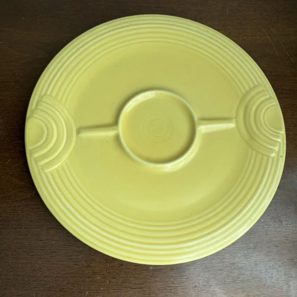 Fiestaware Vintage Hostess Yellow Fiesta Tray Chip Dip Tray 12.5